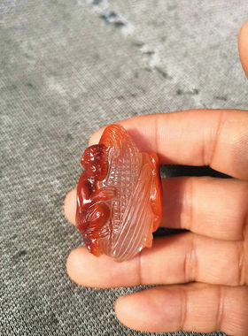 天然水晶红兔毛手工雕刻