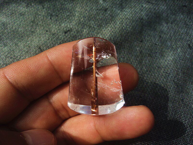 鳌犷天然钛晶金发晶碧玺发无事牌吊坠挂件 38×28×16mm 23.6g