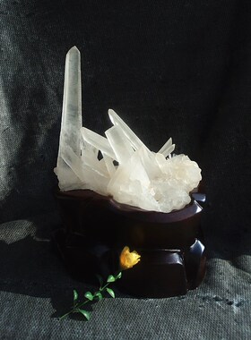 鳌犷天然白水晶簇 白水晶柱（原石）270*175MM1.9kg 净高190mm