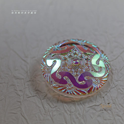 #婚纱# 捷克进口琉璃纽扣 41mm粉蓝透明实物巨美 高定大衣纽扣