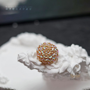 #步步生莲# 西德vintage琉璃纽扣 18mm松果造型炫彩