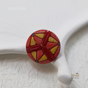 27mm几何美学艺术手绘 每一颗都孤品 孤品1颗 1950s捷克故事