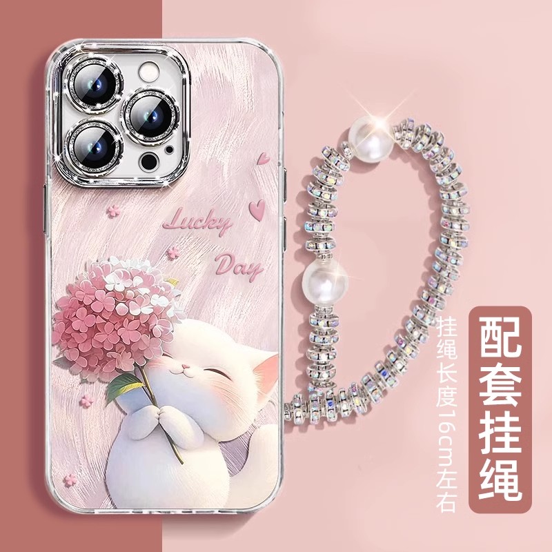 捧花猫咪适用OPPOfindx8s/7/6/5Pro手机壳Reno14Pro/13女新款11/10Pro+镜头膜a5Pro/3真我GT7Pro/6保护套