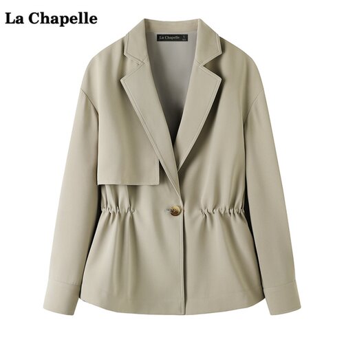 拉夏贝尔/La Chapelle小个子通勤风衣女秋季新款收腰宽松外套上衣