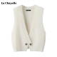 毛衣外套背心 Chapelle秋冬V领针织马甲女宽松无袖 拉夏贝尔