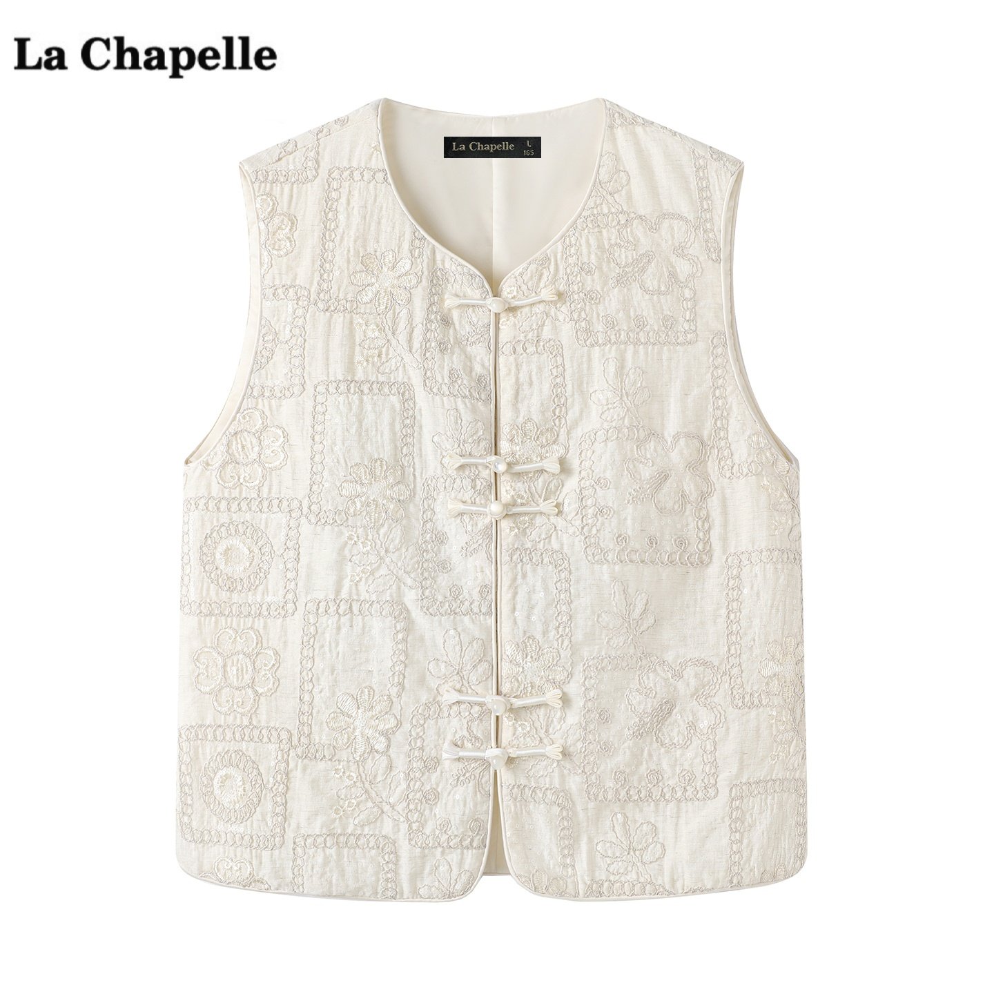 拉夏贝尔/La Chapelle新中式国风刺绣马甲女秋季新款无袖坎肩上衣