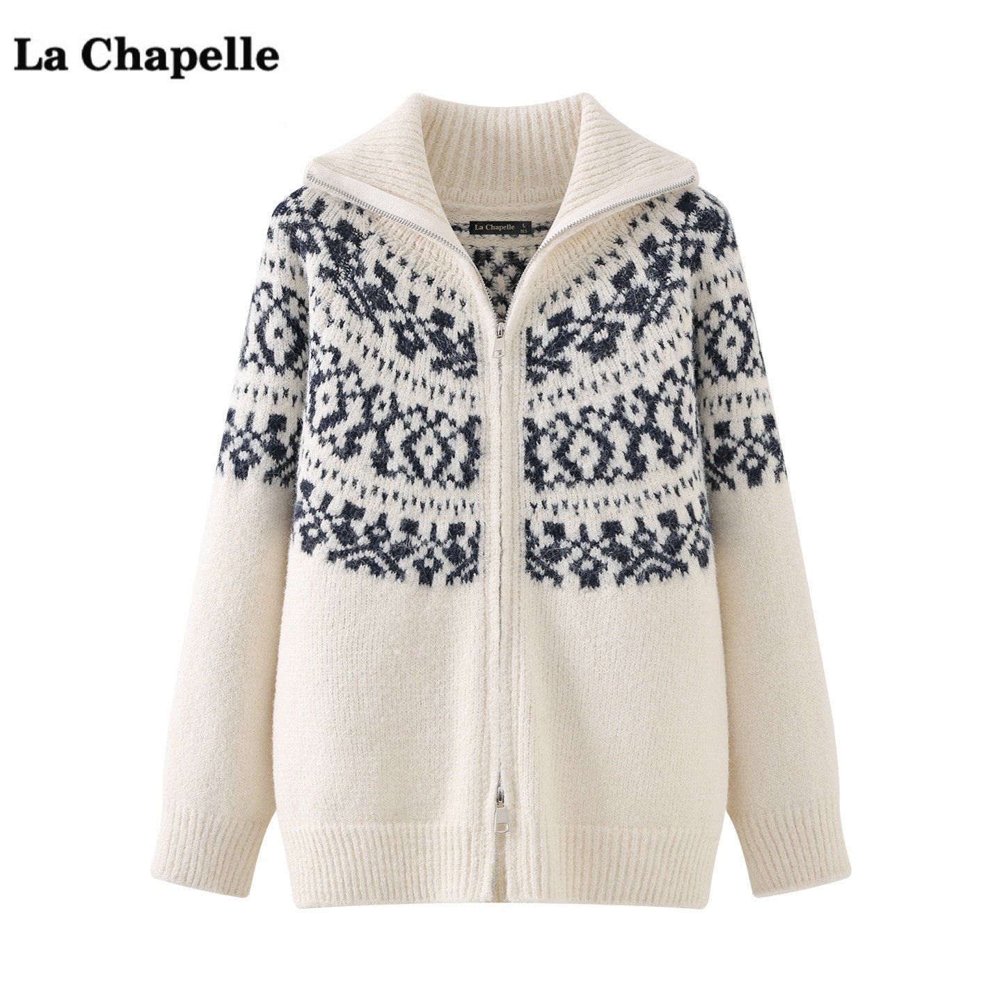 拉夏贝尔/La Chapelle费尔岛翻领针织开衫女春季新款宽松毛衣上衣,女装/女士精品,毛针织衫,淘宝优惠券,粉丝福利购,淘宝优惠卷