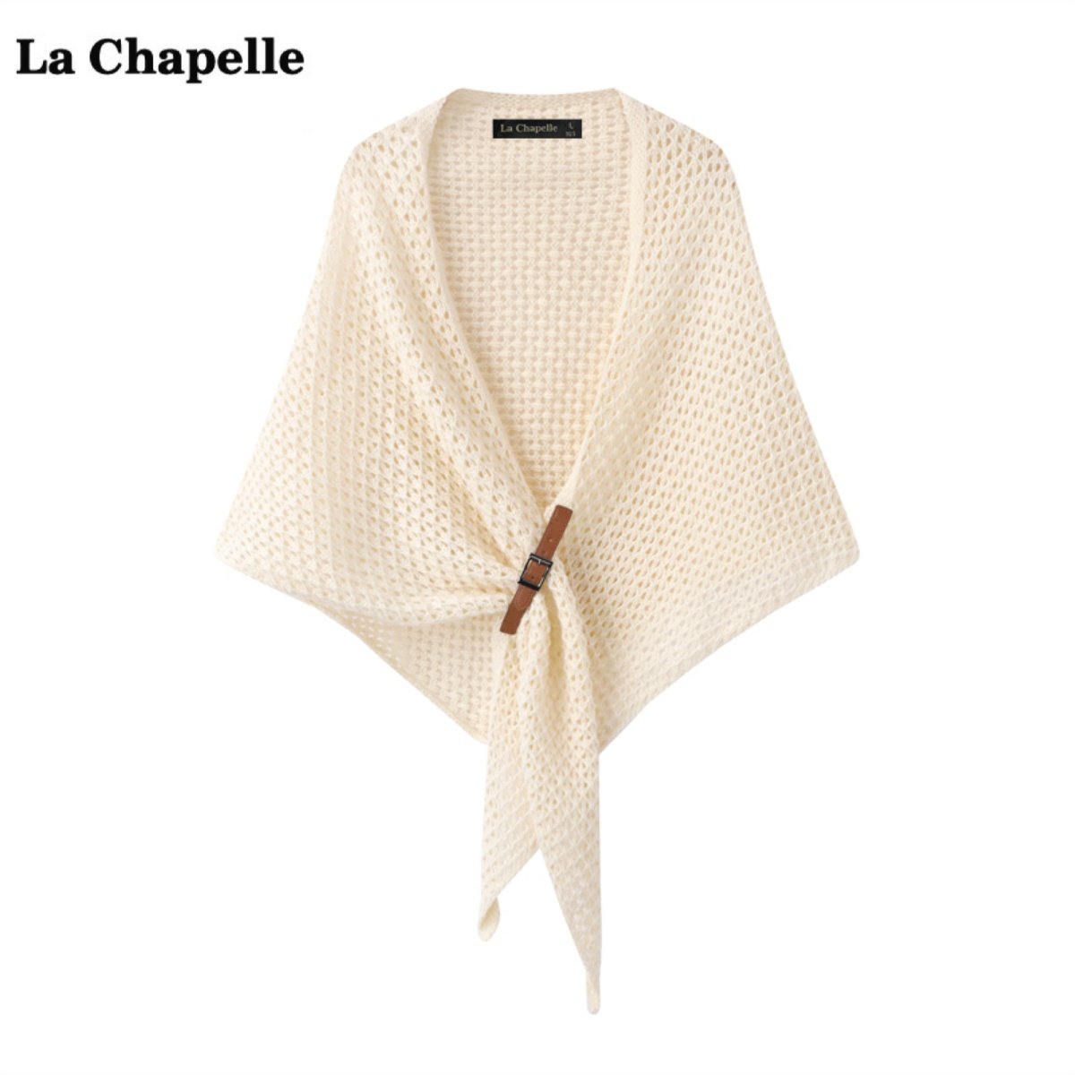 拉夏贝尔/La Chapelle镂空皮扣披肩斗篷女春夏季旅游针织披风围巾,服饰配件/皮带/帽子/围巾,围巾/丝巾/披肩,淘宝优惠券,粉丝福利购,淘宝优惠卷