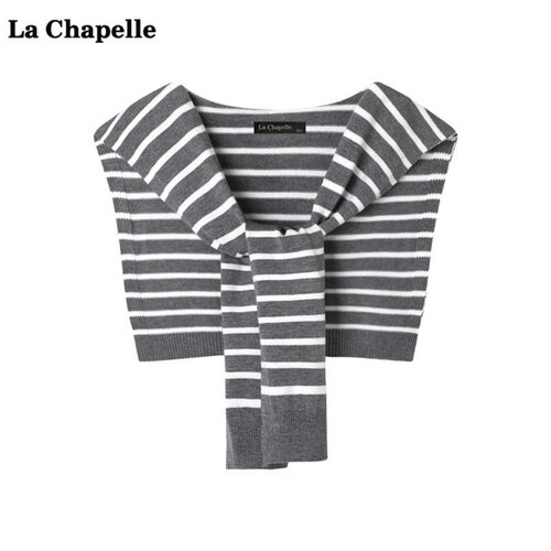 拉夏贝尔/La Chapelle休闲百搭条纹针织披肩女坎肩围巾衬衫外搭