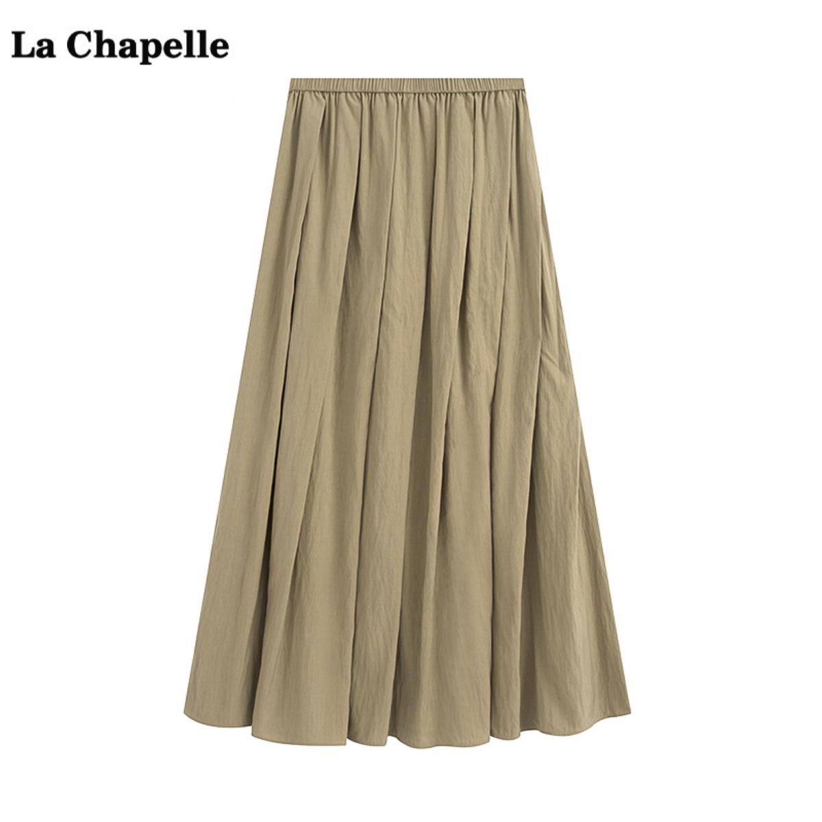 拉夏贝尔/La Chapelle度假风百褶半身裙女夏季新款中长款a字裙子