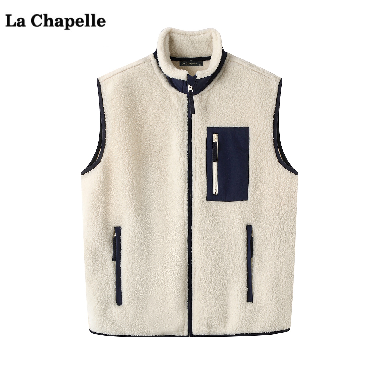 拉夏贝尔/La Chapelle户外双面抓绒无袖背心男女秋冬马甲外套开衫