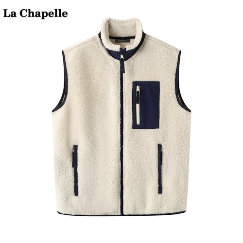 拉夏贝尔/La Chapelle户外双面抓绒无袖背心男女秋冬马甲外套开衫