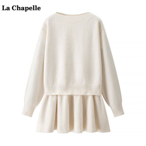拉夏贝尔/La Chapelle可脱卸针织衫短裙连衣裙女秋冬新款新款套装