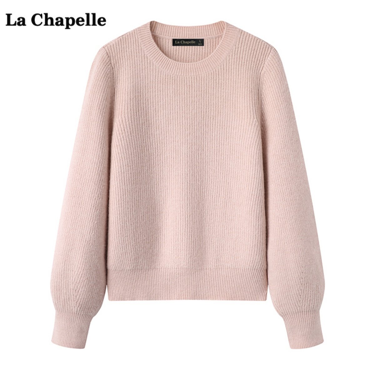 拉夏贝尔/La Chapelle圆领灯笼袖针织衫女秋冬季新款粉色宽松毛衣,女装/女士精品,毛针织衫,淘宝优惠券,粉丝福利购,淘宝优惠卷