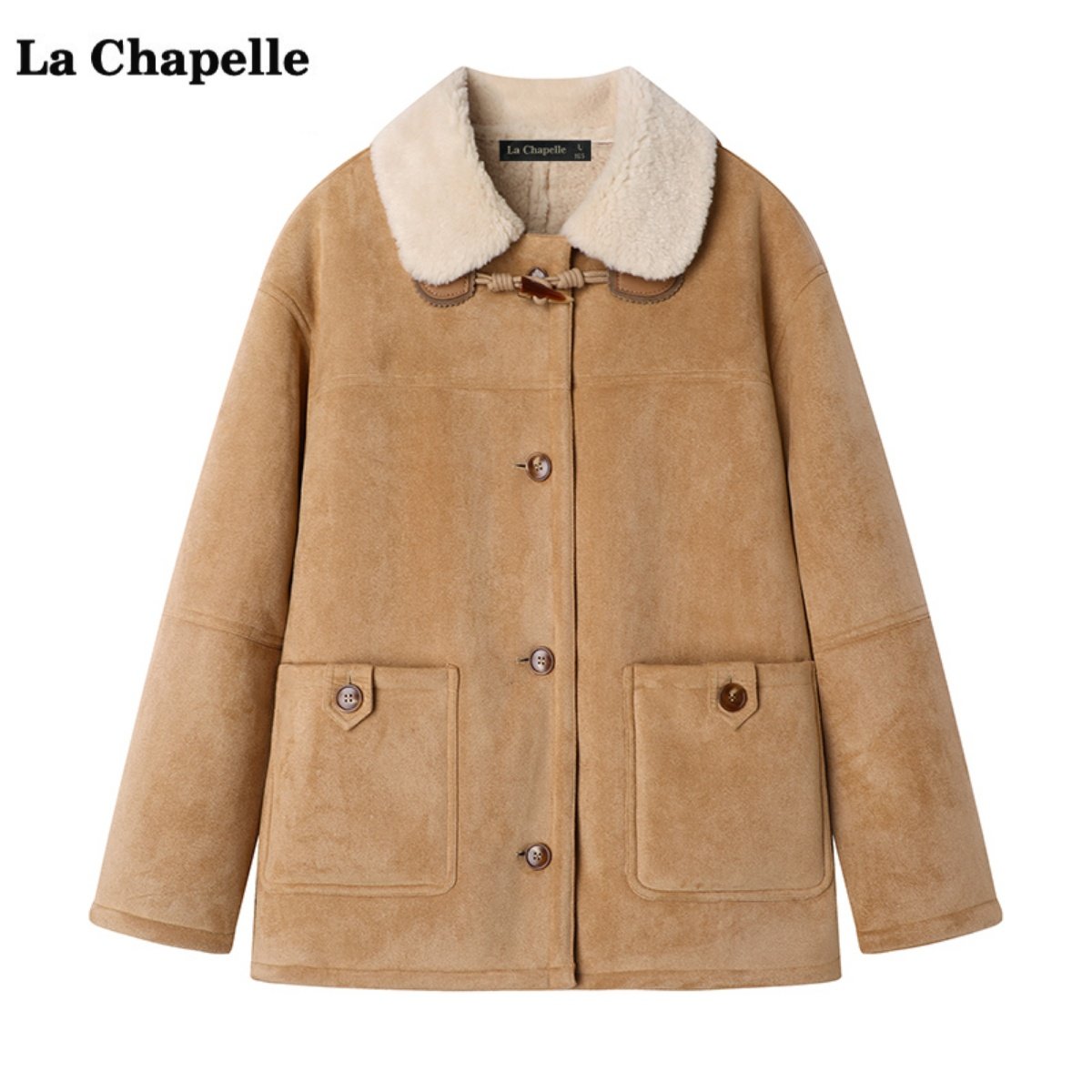 拉夏贝尔/La Chapelle仿羊羔毛绒外套女冬季新款保暖皮毛一体上衣