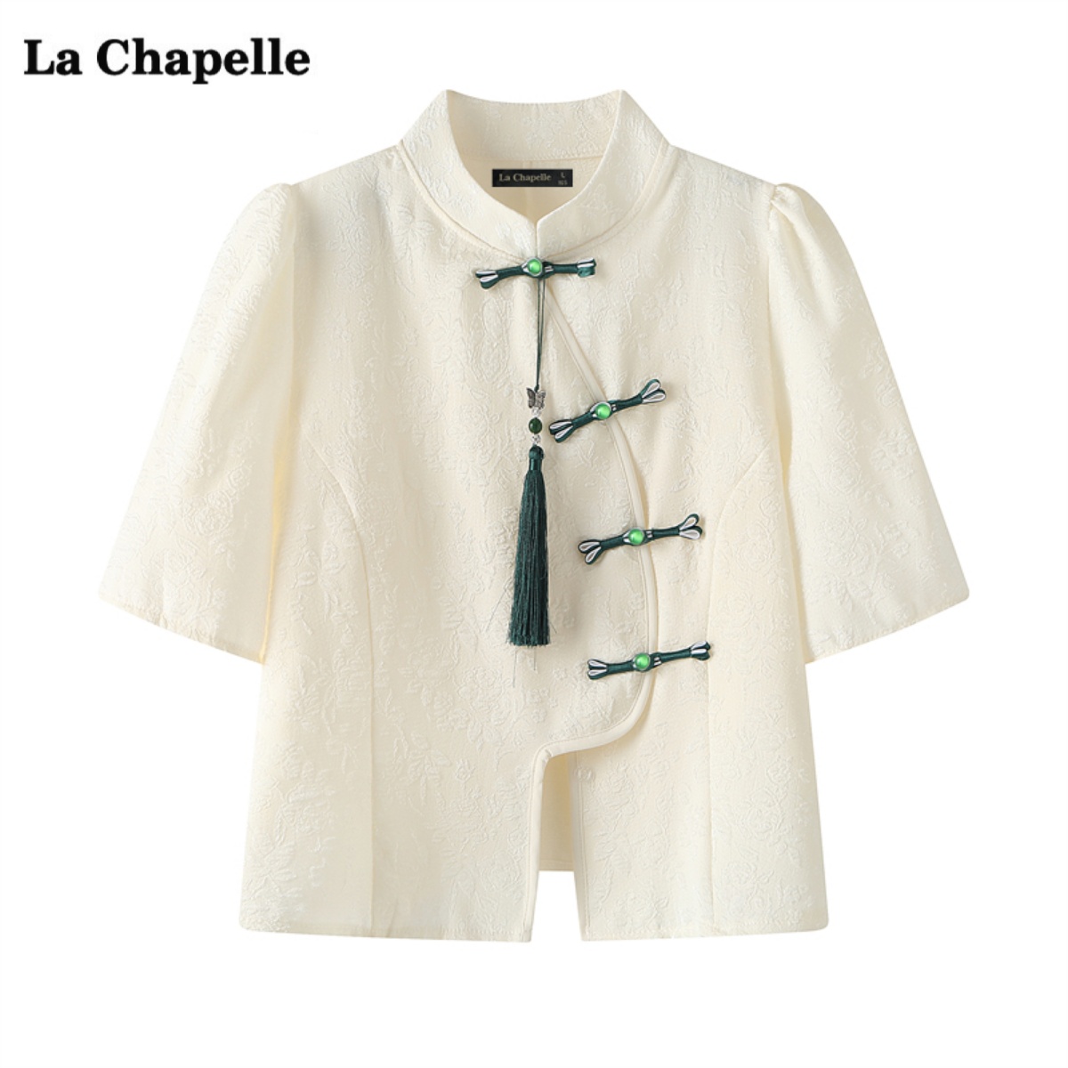 拉夏贝尔/La Chapelle复古新中式盘扣衬衫女夏季不规则小衫上衣属于什么档次？