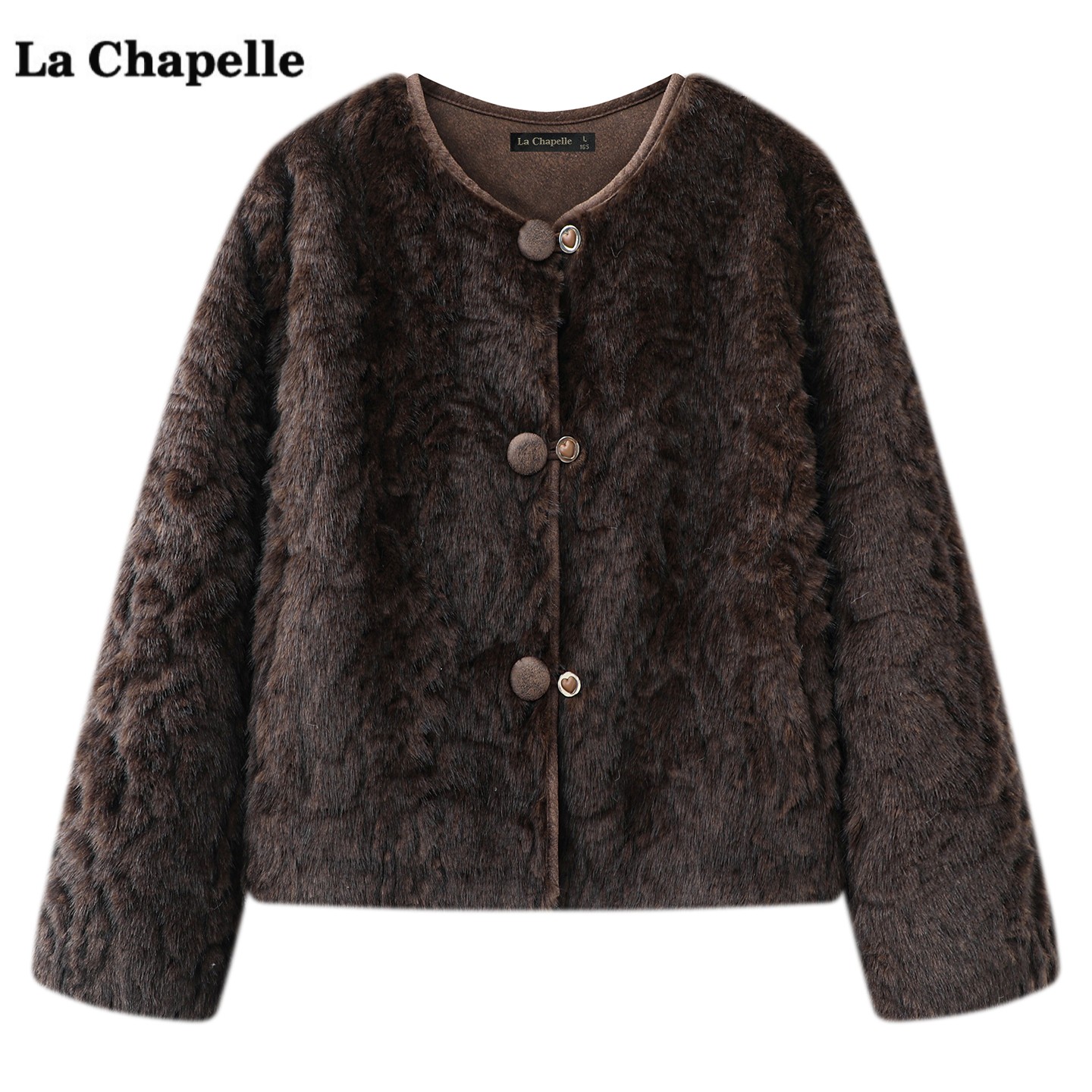 拉夏贝尔/La Chapelle高级感毛毛外套女冬季新款仿皮毛一体上衣