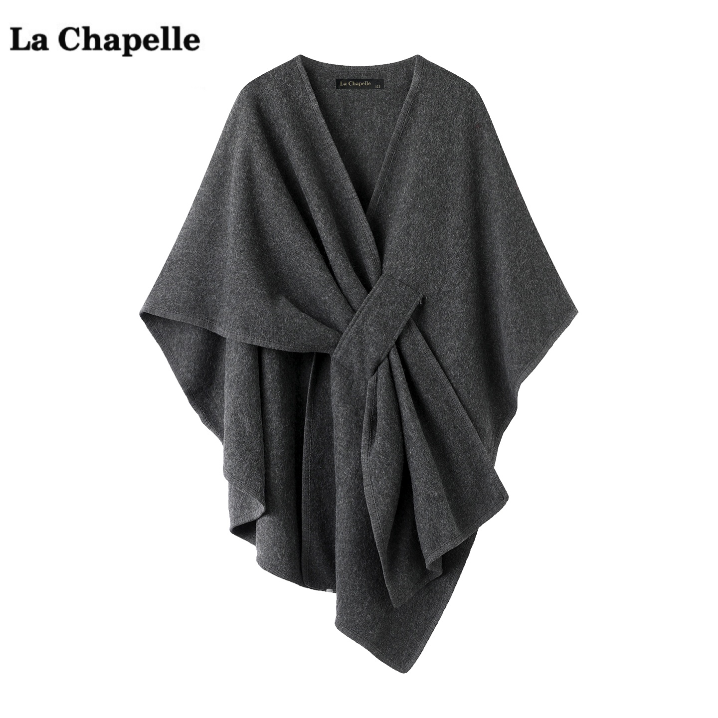 拉夏贝尔/La Chapelle灰色百搭披肩斗篷女旅游保暖外搭披风围巾
