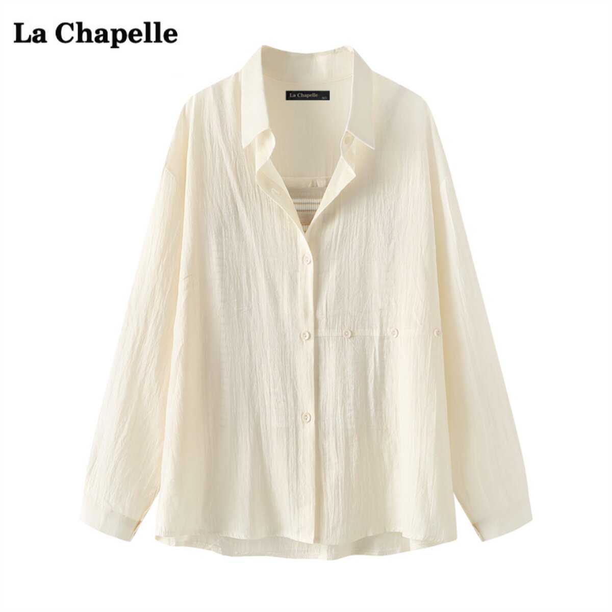 拉夏贝尔/La Chapelle针织吊带背心衬衫两件套女春秋长袖上衣套装怎么看?