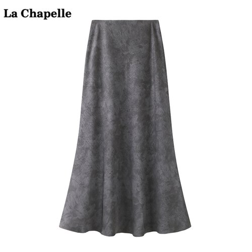 拉夏贝尔/La Chapelle新中式高腰半身裙女秋季新款复古晕染鱼尾裙
