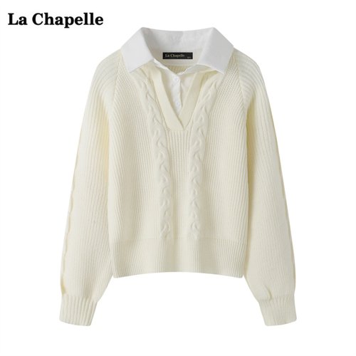 拉夏贝尔LaChapelle假两件毛衣女