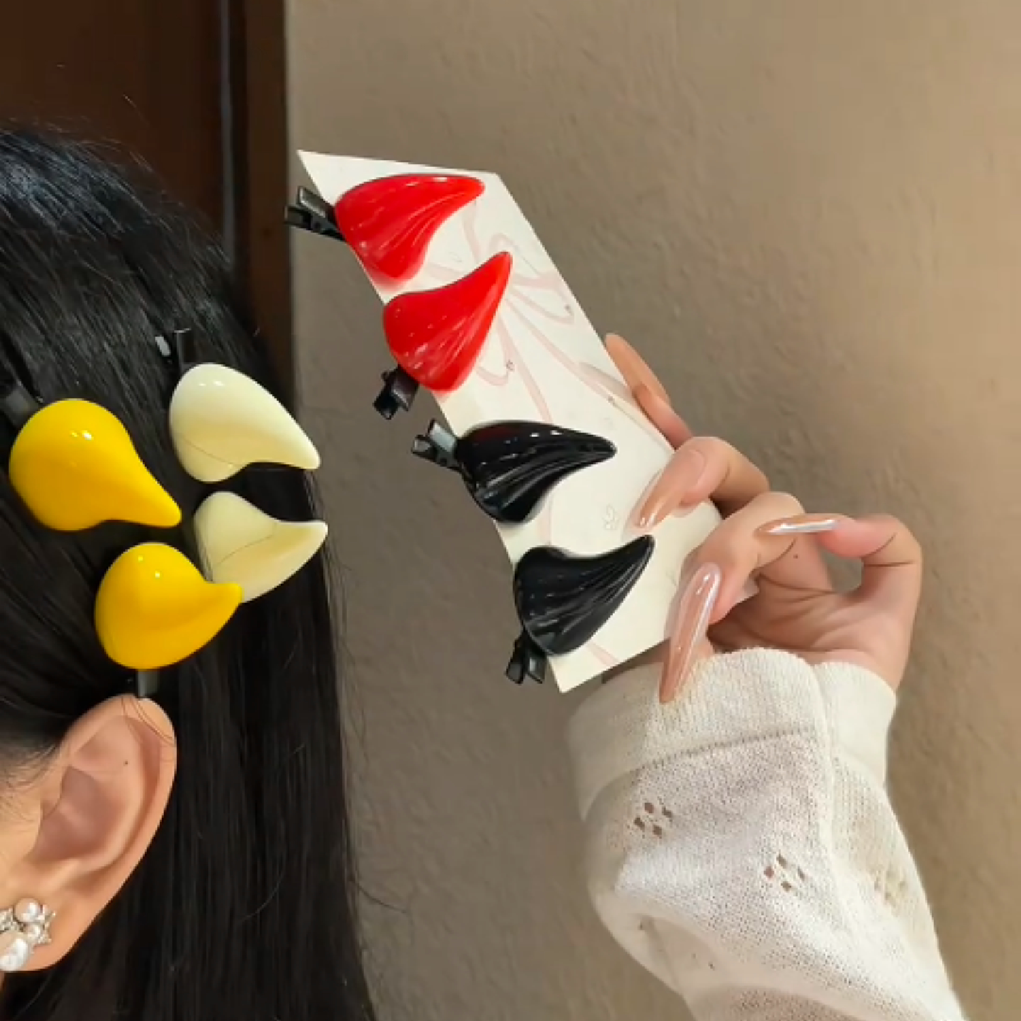 可爱搞怪小恶魔尖角发夹多色