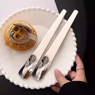 不锈钢雪糕甜品勺子希腊酸奶勺吃蛋糕高颜值平头网红罐子奶酪罐头