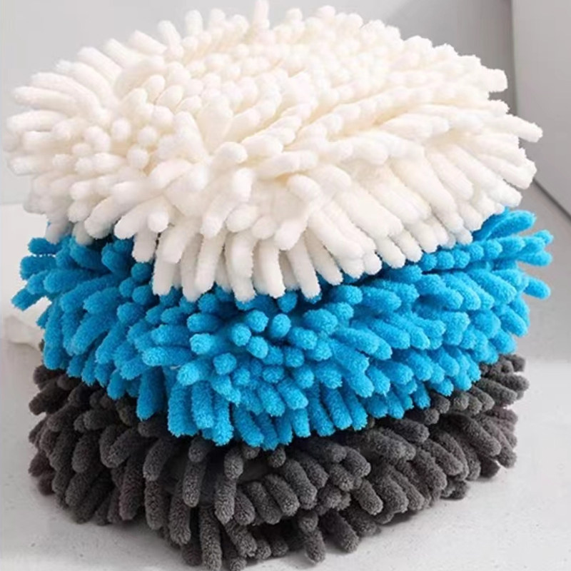 日式雪尼尔擦手球挂式擦手巾厨房加厚吸水速干卫生间可爱抹布北欧