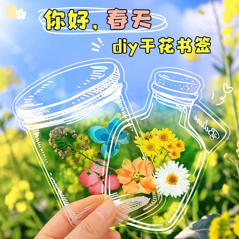 干花书签标本塑封膜瓶子里的春天