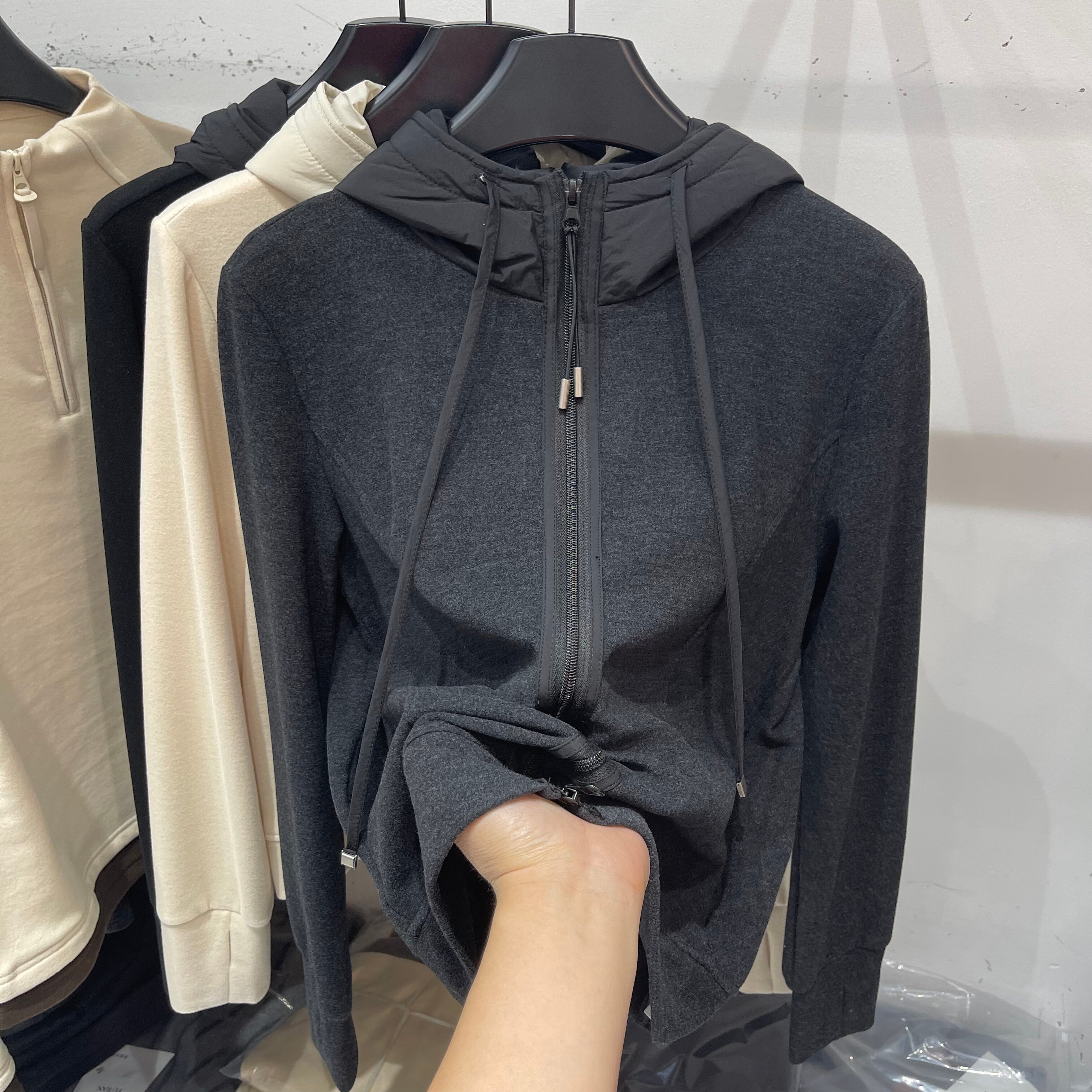 夹棉双拉链抽绳双面德绒外套女