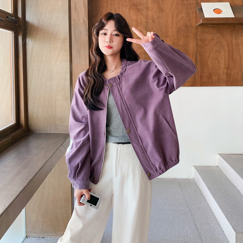 【26春新款】紫色麂皮外套C155-8811-P155控248,女装套装/套裙,2C155