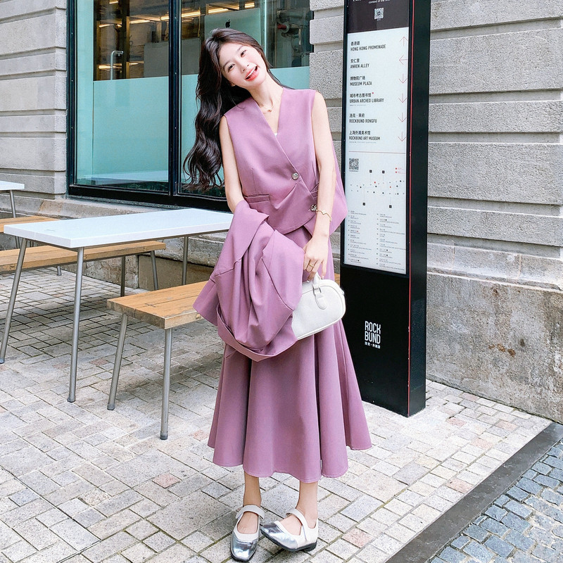【26新款】粉色西装+马甲+半身裙三件套C155-8810-P225控358,女装套装/套裙,2C155
