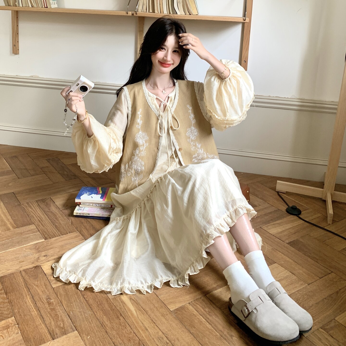 【25秋新款】绣花马甲连衣裙套装C155-808-P175控268,女装套装/套裙,2C155