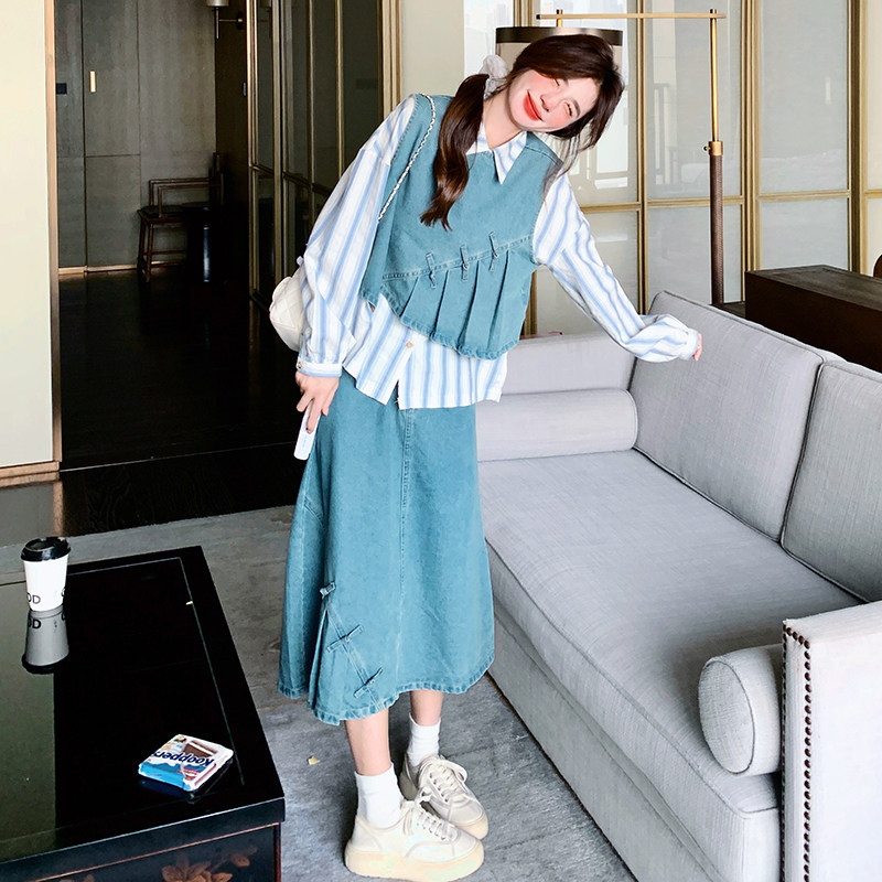 【档口】牛仔衬衣套装三件套C155-6003-P160控248,女装套装/套裙,2C155