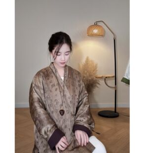 秋冬款汉元素外套上衣交领汉服加棉棉袄中式国风女加厚保暖时尚