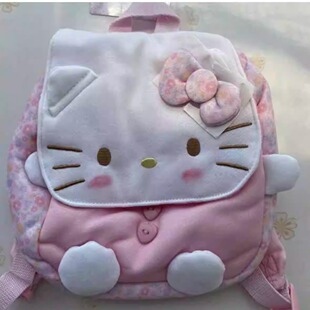 日系中古hellokitty粉碎花书包可爱甜美kt猫双肩包背包出游小书包