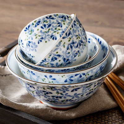 美浓烧家用陶瓷盘小蓝芽日式餐具