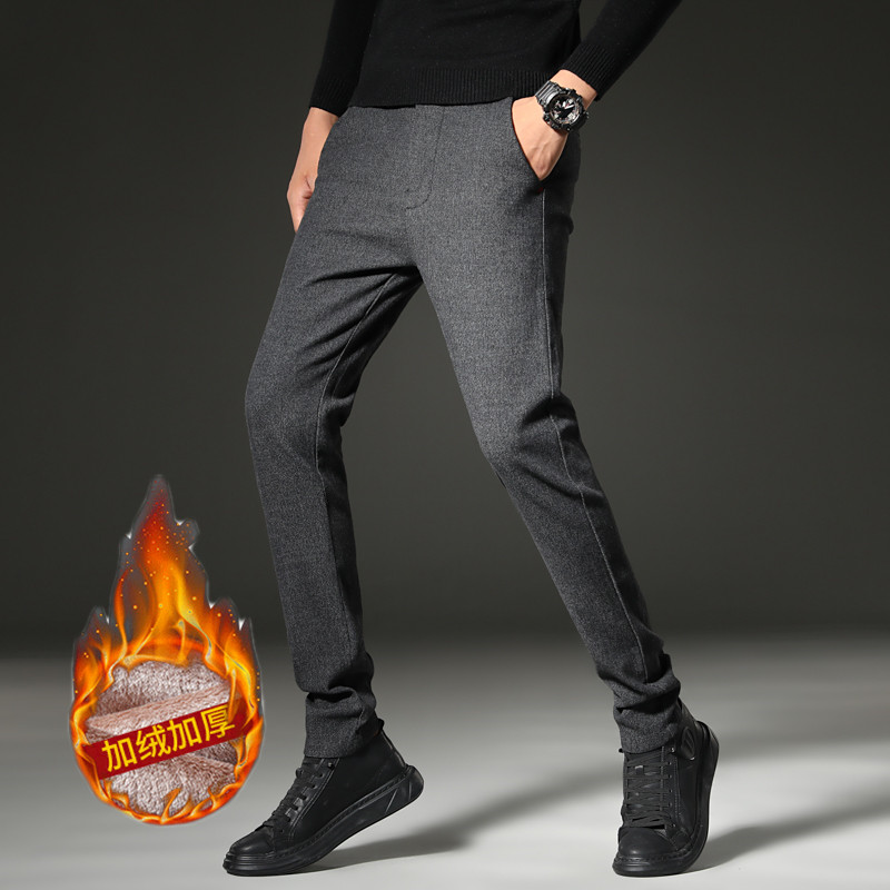 2021秋冬时尚男士加绒休闲裤加厚修身商务男保暖裤F9038加绒40，商品下架区商品下架区，星座224-3