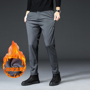 1063加絨p35現(xiàn)貨 秋冬保暖商務(wù)時(shí)尚休閑褲子男士加絨保暖松緊西褲圖片