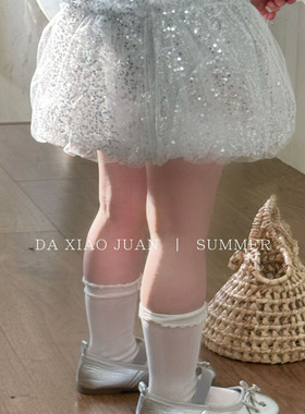 大小卷女童夏季亮片半身裙儿童洋气时髦裙子网纱仙仙短裙32655