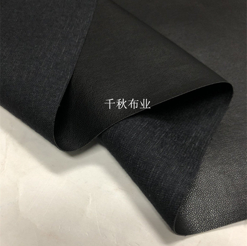 进口夏季薄款黑色弹力人造皮革仿皮布料棉底板PU皮打底裤DIY面料