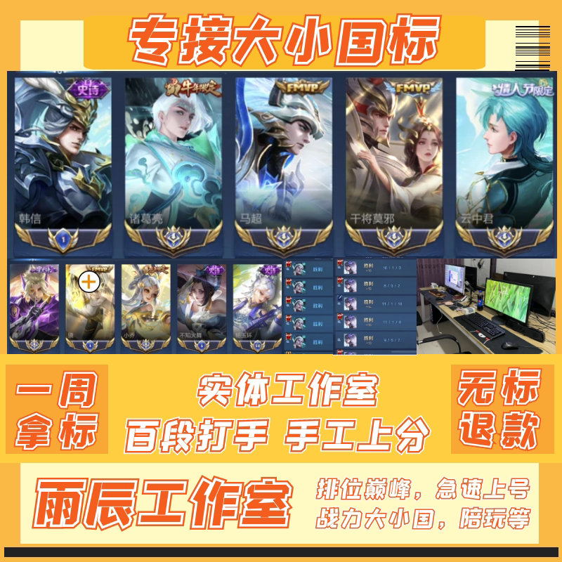 王者荣耀代练大小国标省标金标国服代打巅峰赛小魔方百星排位战力图片