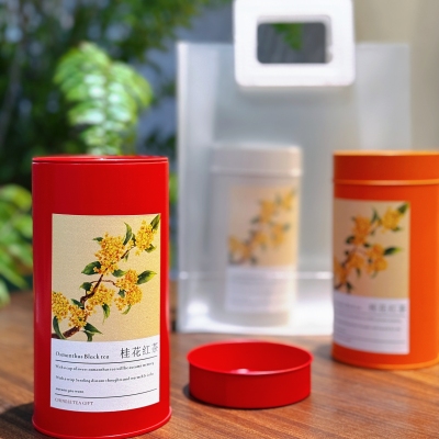 新款桂花红茶茶叶罐铁罐铁盒台湾罐子母盖茶叶包装盒空盒马口铁罐