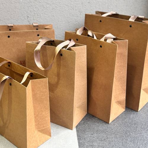 牛皮纸礼品袋加厚通用茶叶手提袋纸袋钉扣结实手拎袋加大手挽袋子