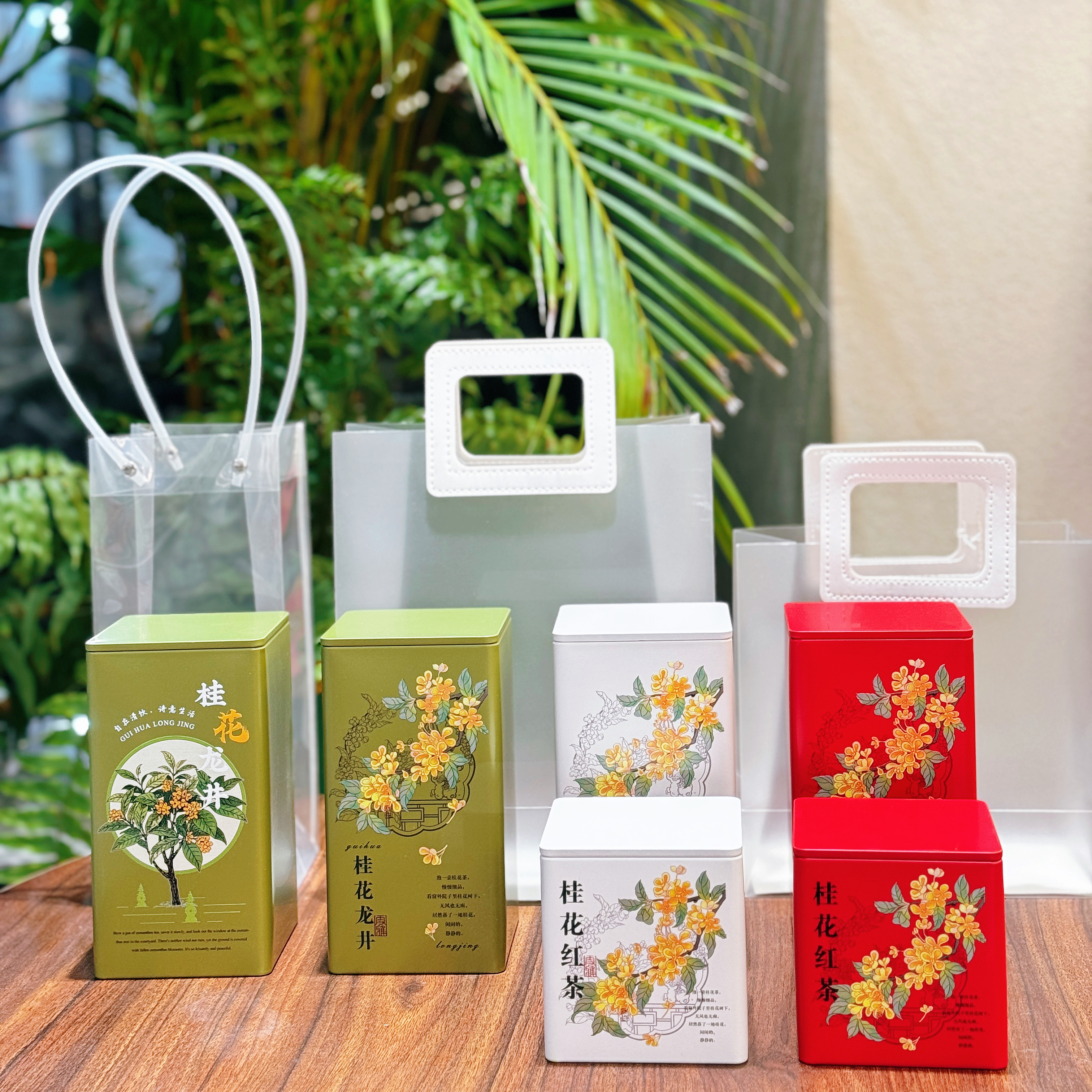 新款桂花红茶茶叶罐密封罐马口铁茶叶罐存茶罐桂花红茶铁罐铁盒