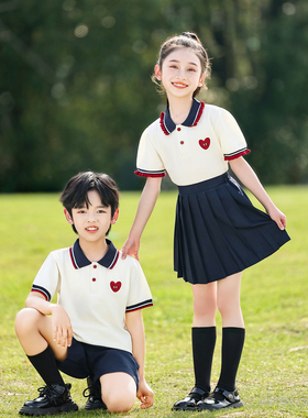 定制校服一模一样小学生爱心儿童班服初中生夏季短袖幼儿园毕业服
