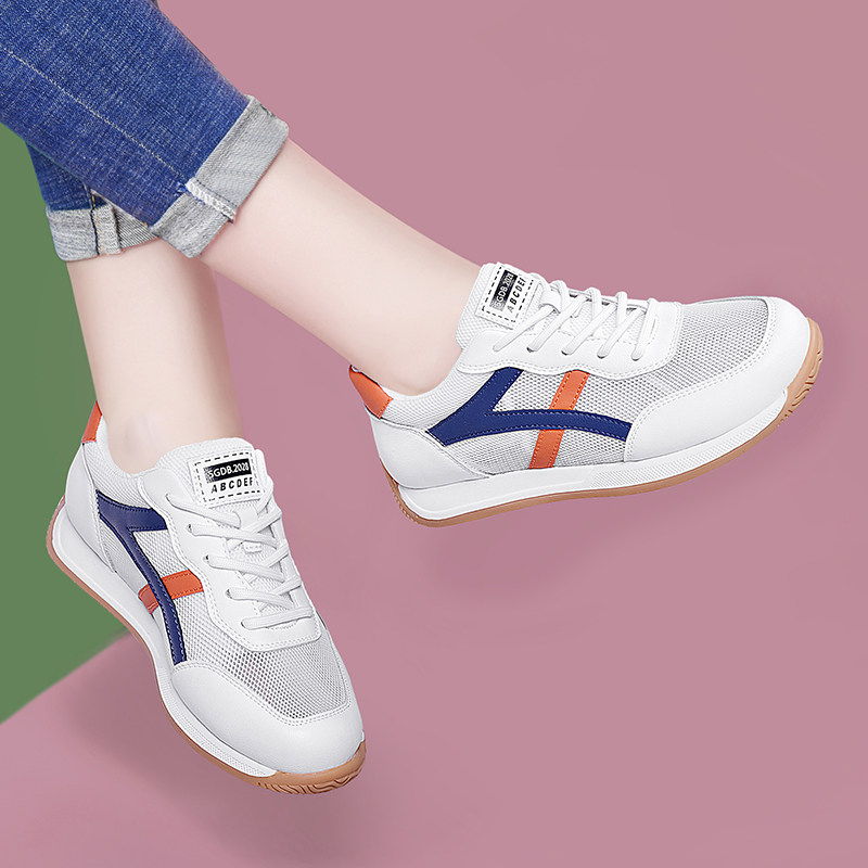缓震真皮小白鞋女2026新款春季透气网面休闲运动鞋百搭旅游阿甘鞋