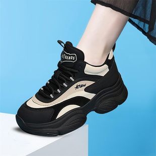 秋冬2025新款休闲老爹鞋女减震加绒软底皮鞋旅游鞋女款厚底运动鞋