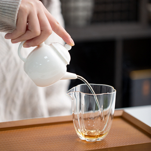 日式羊脂玉小号茶壶球孔过滤闭水手把壶家用户外随时携带功夫茶具