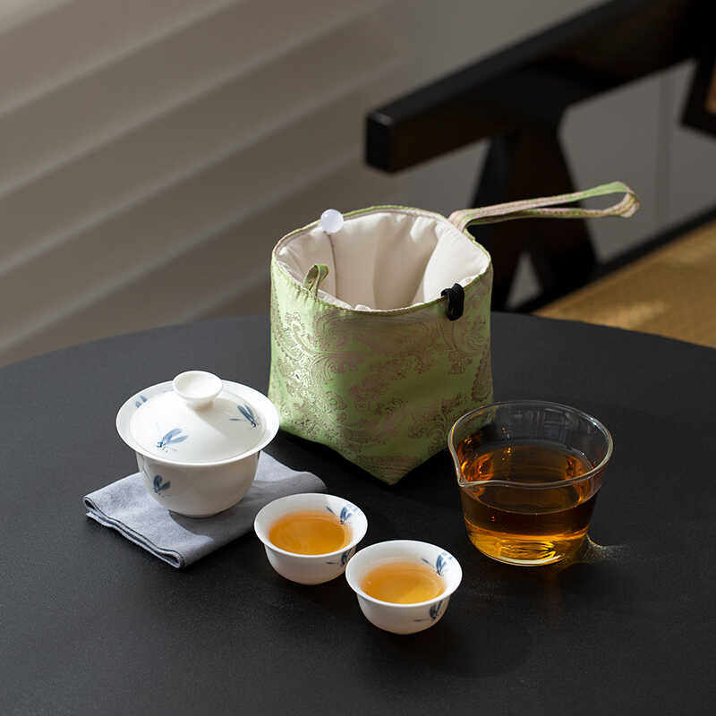 羊脂玉蝴蝶兰功夫茶具旅行套装便捷式户外出差旅游泡茶专用快客杯